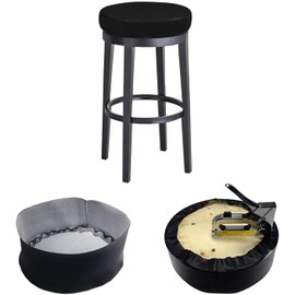 Bar Stool Replacement Cover Round DIY Staple On Heavy Duty Commercial Vinyl Restaurant Kitchen Office Exam Chair (16 inch Diameter, Black)