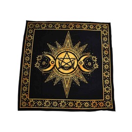 Osiris Trading UK Triple Moon Goddess Altar Tarot Cloth Sacred Geometry Pagan Wiccan Table Cover Decoration Wall Decor Yellow