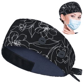 ABAMERICA Working Caps with Button and Sweatband, Adjustable Working Hats for Women Men, One Size (Tie Back or Toggle)