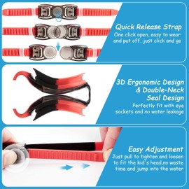 Kids Swim Goggles - Swimming Goggles for Kids Girls Boys and Child Age 4-16 Anti Fog UV Protection (Black Red)