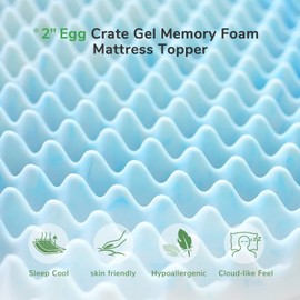 Novilla 2 Inch Full Mattress Topper,Gel Memory Foam Mattress Topper Full for Cooling Sleep, Supportive & Pressure Relief, Non-Slip Design with Breathable Bamboo Charcoal Cover