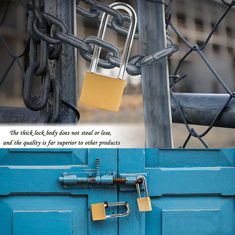 Key Locks, Shackle Length 2.63in, Long Shackle Padlocks with Keys,
