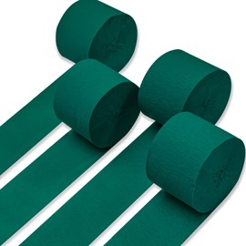 PartyWoo Crepe Paper Streamers 4 Rolls 328ft, Pack of Bluish Green Party Streamers, Crepe Paper for Birthday & Wedding Decorations (1.8 in x 82 Ft/Roll)