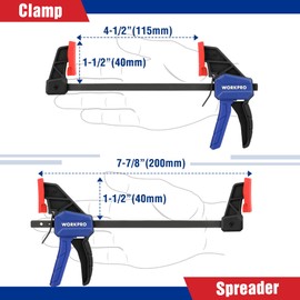 WORKPRO Clamp Set for Woodworking, 4 Pack 4-1/2" Mini Bar Clamps and 4 Pack Spring Clamps, Light-Duty Wood Clamp with 50 lbs Load Limit, One Handed Clamps