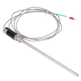 Waterproof K Type Grounded Thermocouple - Temperature Sensor Probe for PID Temperature Controller Two Wire Stainless Steel Pipe Thread 0~800℃ with 2m Insulation Shield Wire