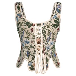Scarlet Darkness Women's Renaissance Corset Ren Faire Bustier Underbust Corset Floral CorsetApricot Size 16