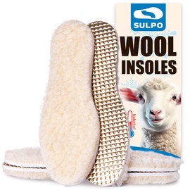 SULPO 2 Pairs of Children's Insoles, Soft, Warm Pads with Sheep's Wool Top, PU Foam, Aluminium Insulation, Thermal Insoles for Cold Weather