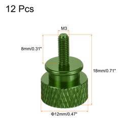sourcing map 12pcs M3x8mm Knurled Thumb Screw Computer Case Threaded Hand Tighten Screws Aluminum Alloy for PC Case, Dark Green