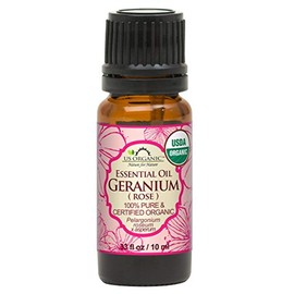 US Organic 100% Pure Rose Geranium Essential Oil (Sourced from South Africa) - USDA Certified Organic, Steam Distilled (10 ml)