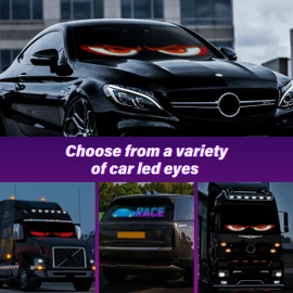 LED Eyes for Truck Windshield, 52.4x7.6in Ojos led para Carro, DIY Programmable LED Matrix Panel, with Dual Bluetooth APP & Remote Control, for Semi-Truck/Windshield Modification
