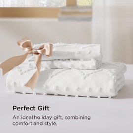 Bedsure Boho Duvet Cover Full - Full Size Duvet Cover,Full Boho Bedding for All Seasons,3 Pieces Embroidery Shabby Chic Home Bedding Duvet Cover (White, Full, 80x90)