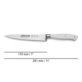 Arcos Serie Riviera Blanc - Sohlenmesser - Klinge aus Nitrum geschmiedetem Edelstahl 170 mm - HandGriff Polyoxymethylen (POM) Farbe Weiße, 21.25 x 5 x 5 cm