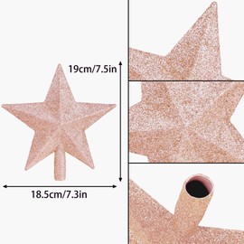DERAYEE Glittering Christmas Tree Topper, Star Christmas Tree Decoration, Tree Topper Christmas for Christmas Tree, Christmas Decoration (Rose Gold)