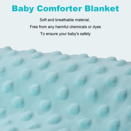 ORUZA Tag Comfort Blanket Baby, Baby Comforter with Colorful Taggies, Tag for Babies Soft Touch Comfort Blanket for Newborn Boys and Girls (Green)