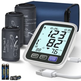 Blood Pressure Machine Upper Arm, 3 Size Cuffs, Small 7"-9", Medium/Large 9"-17" and Extra Large XL Cuff 13"-21", Accurate Automatic Digital BP Cuff Home Use, Large Backlit BP Monitor 3-User 1500 Mem