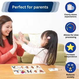 Behavior Keyring ABA Therapy Materials –Communication Cards Lanyard Nonverbal Autism –Visual Schedule for Kids –Preschool Classroom Must Have