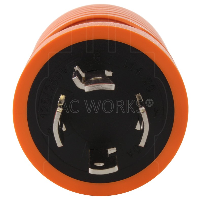 AC WORKS [ADL1420520] Locking Adapter L14-20P 20A 125/250Volt 4Prong Male