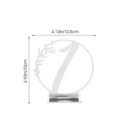 HEMOTON 10pcs Wedding Table Numbers Acrylic 1-10 Table Signs Clear Table Number Display Stand for Wedding Reception Event Party Restaurant Decor Silver