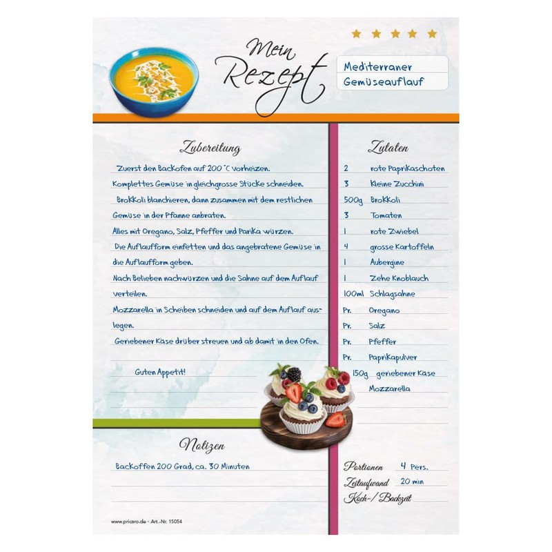 PRICARO Delicious Recipe Pad A4 25 Sheets (Pack of 3)