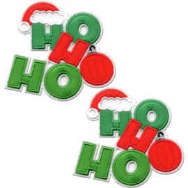 Ho Ho Ho - Parches de Navidad | Apliques bordados para planchar - Adornos navideños para ropa, chaquetas, mochilas y decoraciones (HOHOHO)