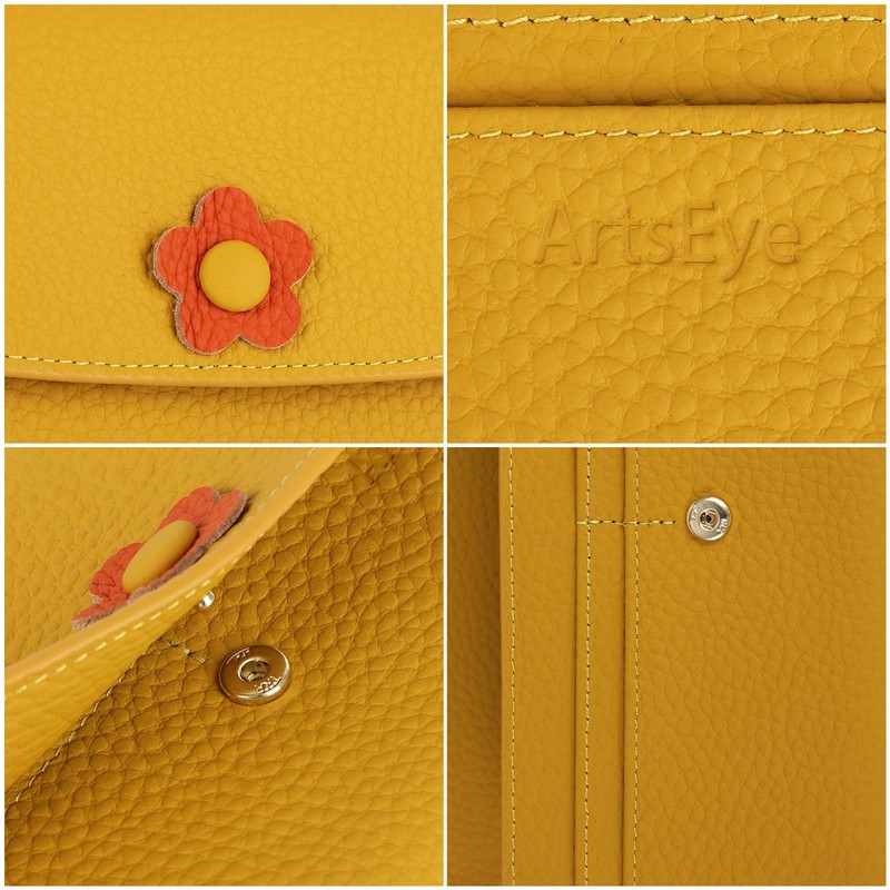 ArtsEye Genuine Leather Long Wallet Trifold Women's Large Capacity Wallet