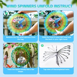 Metal Wind Spinners Hummingbird Gifts for Women Mom Grandma Wife, Hanging Wind Spinner for Outdoor & Indoor Decorations, 12 inch Wind Spinner for Ornament Yard Garden
