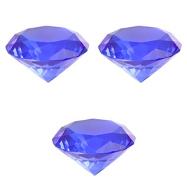 VILLCASE 3pcs Blue Crystal Diamond Shaped Decoration Artificial Diamond 40mm Fake Diamond Ornament for Craft Christmas Thanksgiving Birthday