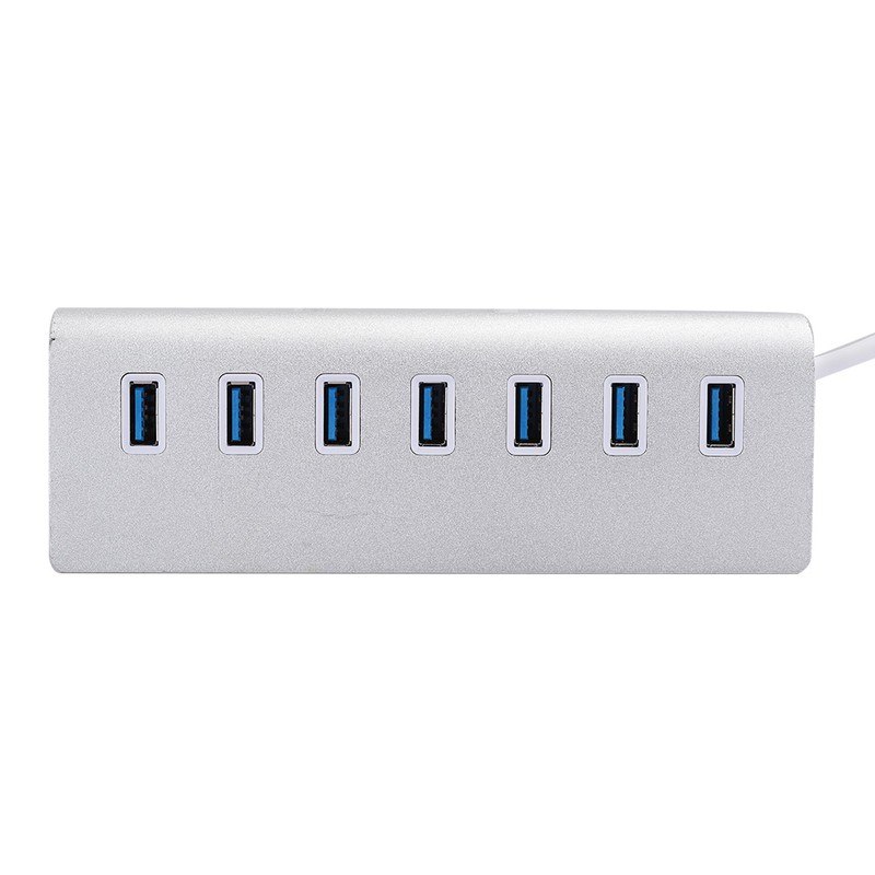 USB 3.0 Splitter Aluminum Alloy Hub 7-in-1 Docking Station for