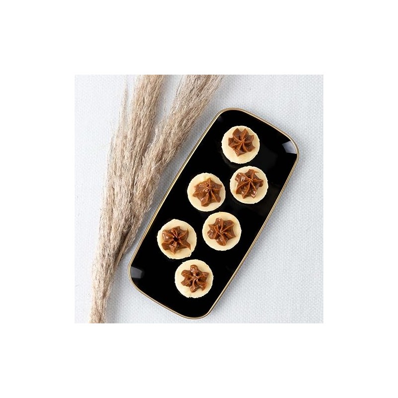 Blue Sky Organic Rectangle Black with Gold Rim Tray -