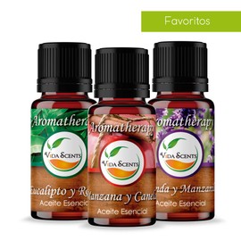 Kit Aromaterapia - FAVORITOS - 3 Aceites Esenciales 100% Natural y puro. 10ml