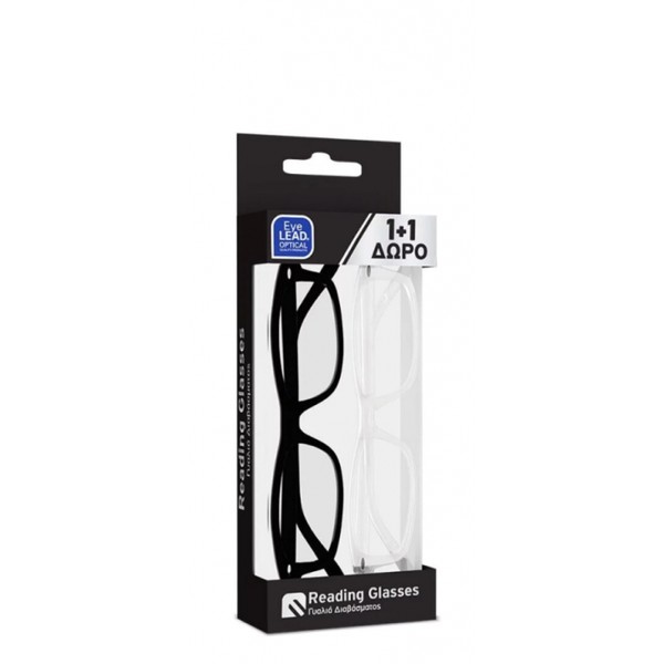 EyeLead Promo +3.00 Bone Reading Glasses Black - Transparent 1+1