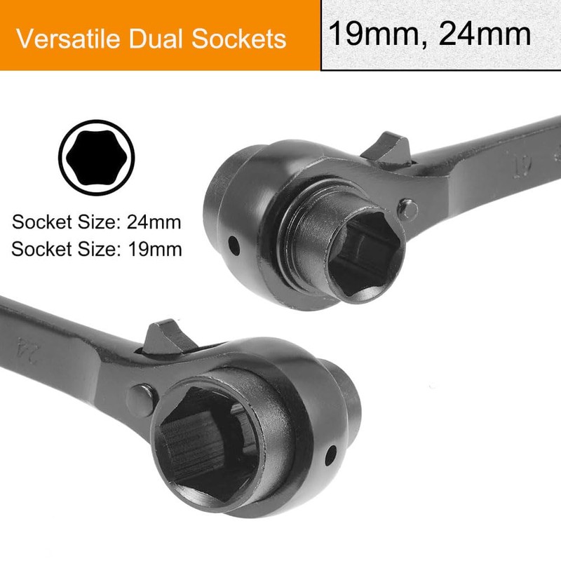 TOCHUN 19mm x 24mm Double Ended Socket Ratcheting Podger Scaffold