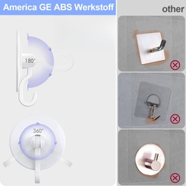 Adhesive Hanging Hooks Wall Ceiling Hook:Heavy Duty No Drill 3Ibs Self Stick for Plants Door Lights Towel Shower Bathroom Key Small Bag Pictures Decorative Hanger Clothes Hat Damage Free White 6PC