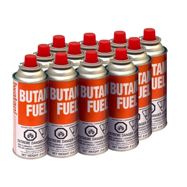 Iwatani BU-6 CassetteFeu Butane Fuel Canister for Butane Stove & Torch Refills, 8-Ounce (Set of 12)