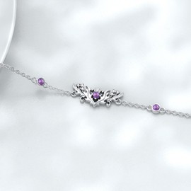 ABIGY Scottish Thistle Bracelets 925 Sterling Silver Flower Bracelets Purple Bracelets for Women, Sterling Silver, No Gemstone