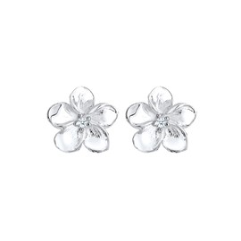Elli Diamonds Women's Earrings Frangipani Blossom Floral with Diamond (0.03 ct) in 925 Sterling Silver, Facet cut, Diamond