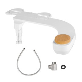 Fresh Water Bidet Sprayer Attachment Dual Nozzles with Water Flow Control Non-Electric Toilet Seat Bidet for Enhanced HygieneSize: Size One size, Color: White Color