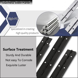 12PCS 16Inch Black Continuous & Piano Hinges, 1.2'' Open Width Heavy Duty Piano Hinge with Holes, 304 Stainless Steel 0.04'' Folding Hinges for Storage Boxes Cabinets Door Piano