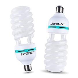 2Pcs 135W Light Bulb 5500K CFL Roas Daylight Spiral Softbox Lighting Kit Bulb in E27/E26 Socket for Photography Photo Box (85w-2p), 135w-2p