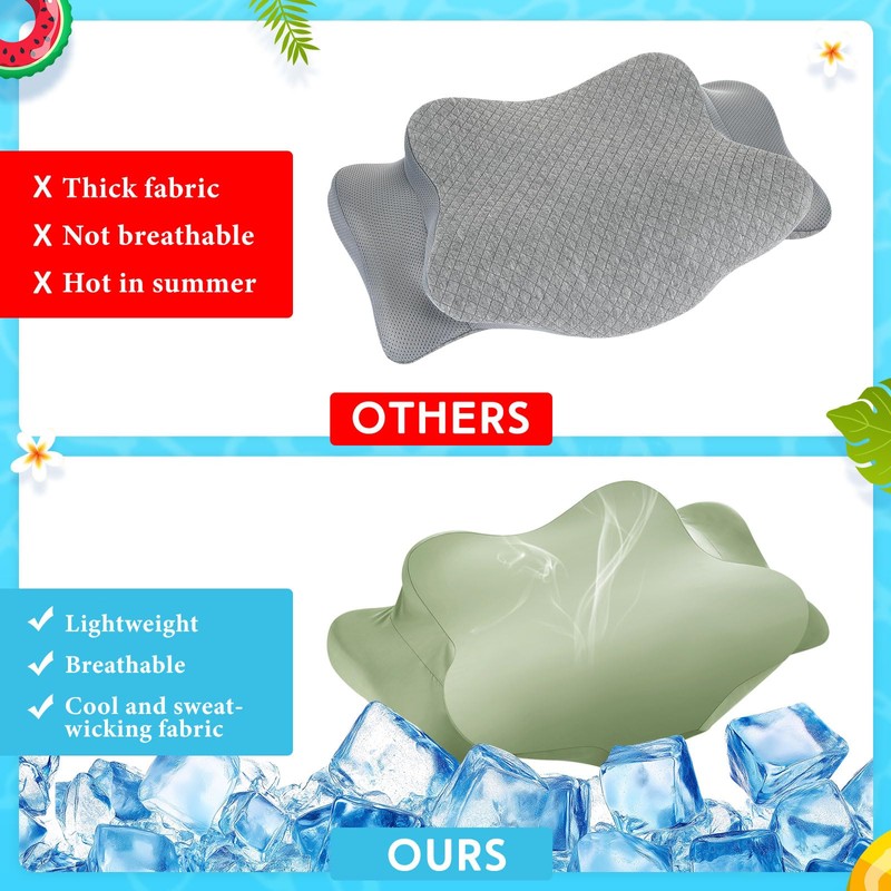 Hahafelt Cooling Cervical Neck Pillowcase Cover (Only Pillow Case) Ergonomic