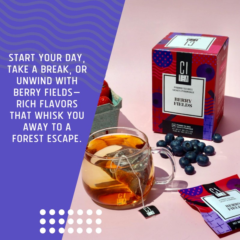 Berry Fields, Wild Berries Black Tea in Tea Bags Individually