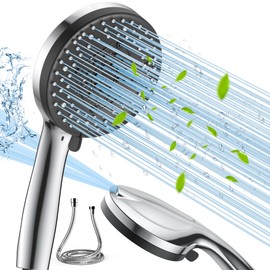 VOXON Filter Shower Head, Upgraded Hard Water Filter, High Pressure Handheld Showerhead for Residual Chlorine Remove, Brushed Nickel, Suitable for Clean Tub, Tile & Pets