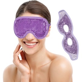 LLXXM 2PCS Antifaz para Ojos Reutilizable Antifaz de Gel para Ojos Con Respaldo de Felpa Suave Suave para Ojos Hinchados Ojeras Migraña Alivio del Estrés Cuidado la Piel（Azul）