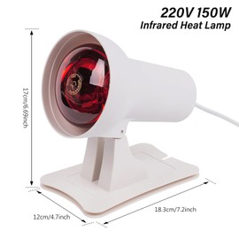 Red Light Lamp, Infrared Lamp, Heat Lamp, 3 Timer Levels and Adjustable Temperature, Adjustable Angle, Infrared Light for Home, Muscle Relaxation, Table Infrared Light Lamp, 150 Watt, White