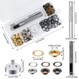 Kioiner 6 mm Grommet Kit, 100 Sets Metal Grommets Eyelets with 3 Pcs Install Tool and Storage Box for Fabric Canvas Curtain Leather Tarps Tarpaulin Awnings Tents Shoes Clothing Bags Belts (100)