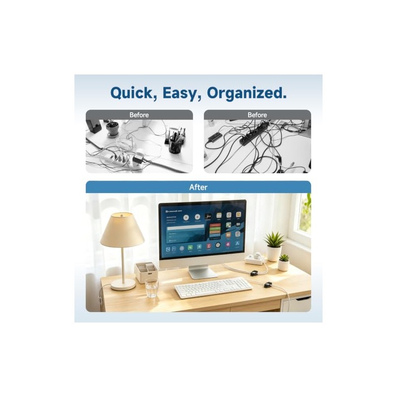 Adjustable Cable Management Clips - Self Adhesive Cord Organizer