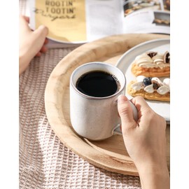 Hasense Coffee Mugs, 12 OZ Coffee Cups Ceramic Set of 4 with Handle and Speckled Patterns for Man Woman, Vintage Stoneware Porcelain Coffee Cups Set for Tea, Cocoa, Milk, Latte and Cappuccino - White