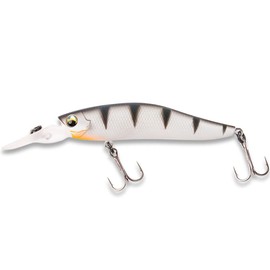 LMAB Flash Vibe 67, 80 & 98 mm - Twitchbait - Suspending & Floating, Hardbait, Wobbler Perch, Suspender, Zander (Running Depth 2.0-3.0 m | Floating / Suspending, White Tiger, 80 mm)