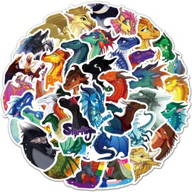 50 Pcs Wings of Fire Stickers for Laptop, Bumper, Skateboard, Water Bottles, Computer, Phone, Guitar, Cartoon Stickers for Kids Teens Adult