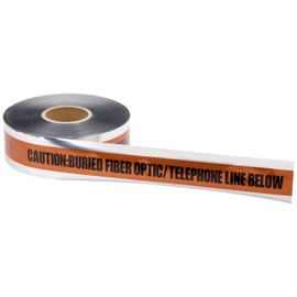 Mutual 17774 Polyethylene Underground Tele/Fiberoptic Detectable Marking Tape, 1000' Length x 3" Width, Orange